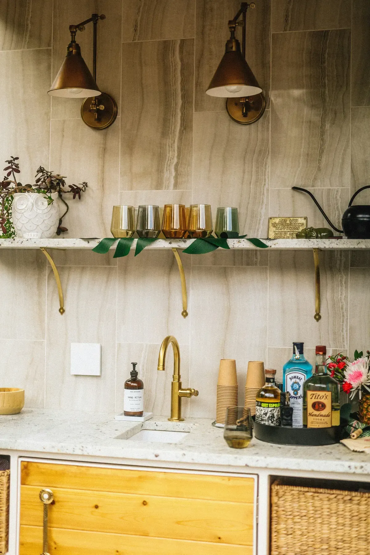 Countertop and bar detail showing material selection